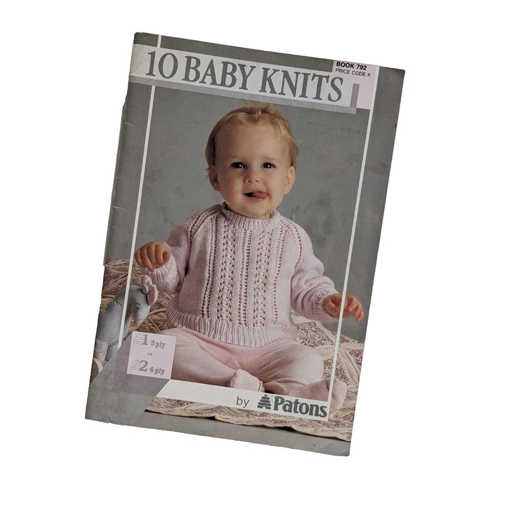 Patons Book 792 10 Baby Knits Vintage Knitting Patterns Cardigans Sweater Jumper